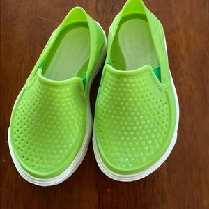 NWOT Lime Green & White Slip On Crocs For Your Little Walker!